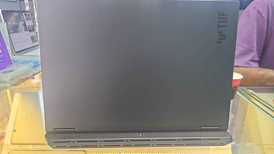 ASUS TUF F16 Gaming Laptop Rear Lid View Featuring TUF Branding and Bottom Ventilation Grille Powered by Intel Core i7-14650HX and NVIDIA RTX 5060