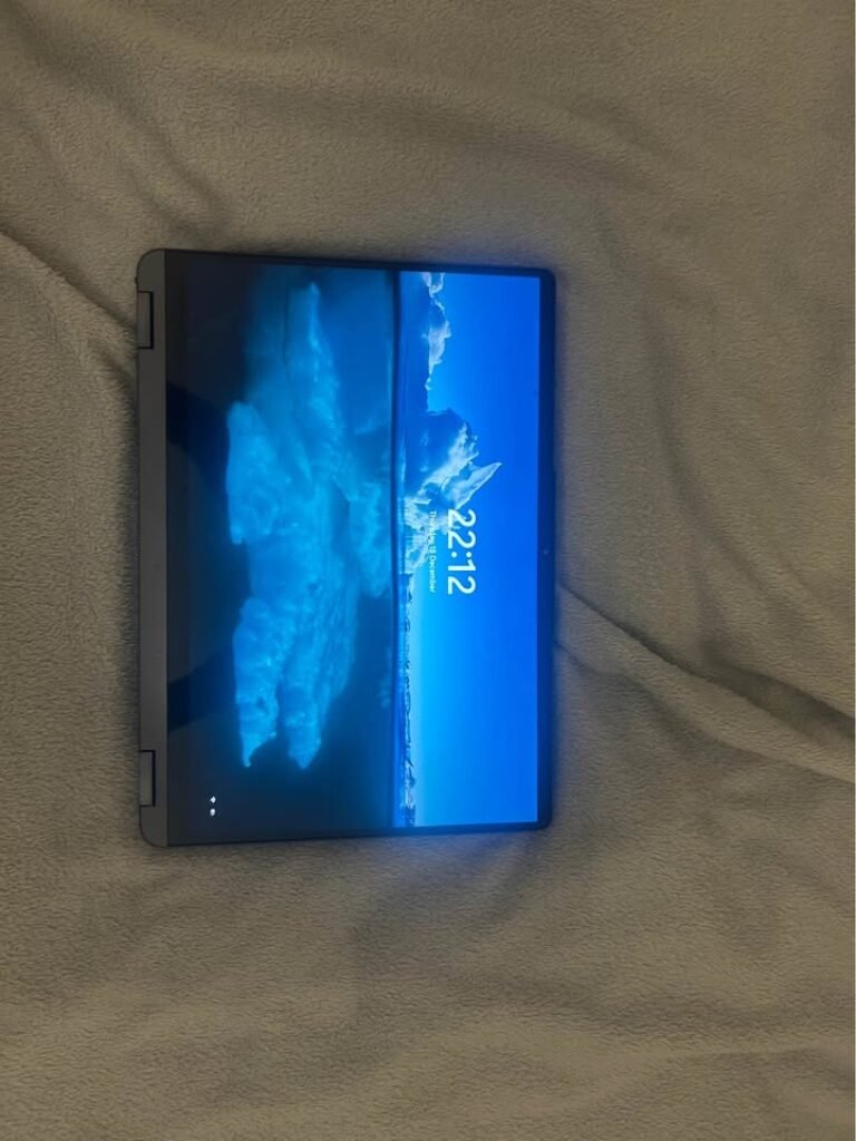Lenovo IdeaPad Flex 5 Ryzen 7 2-in-1 laptop in 360-degree fully folded tent mode with the Full HD IPS touchscreen display powered on showing the flexible hinge mechanism and slim bezel design